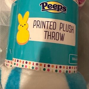 Peeps Blue and White Printed Plush Throw